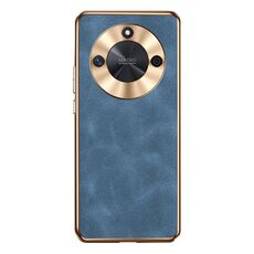 Custodia per telefono in pelle di agnello galvanica per Honor X50 (blu)
