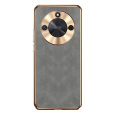 Custodia per telefono in pelle di agnello galvanica per Honor X50 (grigio)