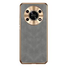 Custodia per telefono in pelle di agnello galvanica per Honor X30 (grigio)