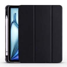 Per iPad Air 11 2024 Custodia smart tablet in pelle TPU 3 pieghe con slot per penna (nero)