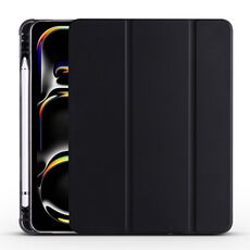 Per iPad Pro 13 2024 Custodia smart tablet in pelle TPU 3 pieghe con slot per penna (nero)