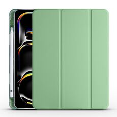 Per iPad Pro 13 2024 Custodia smart tablet in pelle TPU 3 pieghe con slot per penna (verde Matcha)