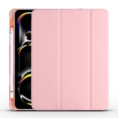 Per iPad Pro 13 2024 Custodia smart tablet 3 volte in pelle TPU con slot per penna (rosa)