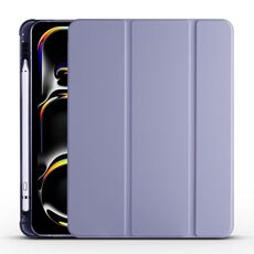 Per iPad Pro 13 2024 Custodia smart tablet in pelle TPU 3 pieghe con slot per penna (viola lavanda)