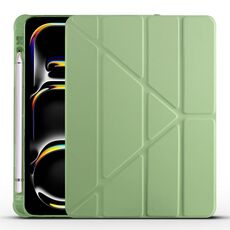 Per iPad Pro 13 2024 Custodia smart tablet multi-pieghevole in pelle TPU con slot per penna (verde Matcha)