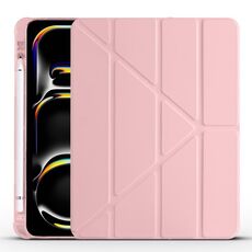 Per iPad Pro 13 2024 Custodia smart tablet pieghevole in pelle TPU con slot per penna (rosa)