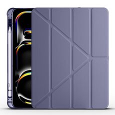 Per iPad Pro 13 2024 Custodia smart tablet multi-pieghevole in pelle TPU con slot per penna (viola lavanda)