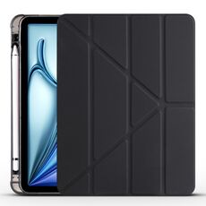 Per iPad Air 11 2024 Custodia smart tablet pieghevole in pelle TPU con slot per penna (nero)