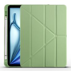 Per iPad Air 11 2024 Custodia smart tablet multi-pieghevole in pelle TPU con slot per penna (verde Matcha)
