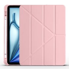 Per iPad Air 11 2024 Custodia smart tablet multipieghevole in pelle TPU con slot per penna (rosa)