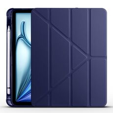 Per iPad Air 11 2024 Custodia smart tablet multi-pieghevole in pelle TPU con slot per penna (blu scuro)