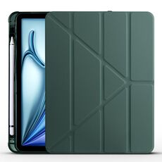 Per iPad Air 11 2024 Custodia smart tablet multi-pieghevole in pelle TPU con slot per penna (verde pino)