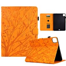 Custodia Smart Tablet in pelle goffrata Fortune Tree per iPad Pro 11 2024 (cachi)