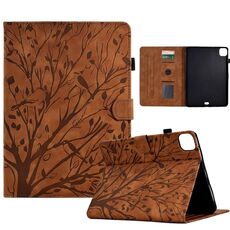 Custodia Smart Tablet in pelle goffrata per iPad Pro 11 2024 Albero della fortuna (marrone)