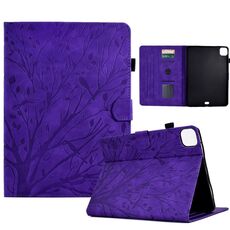 Custodia Smart Tablet in pelle goffrata per iPad Pro 11 2024 Albero della fortuna (viola)