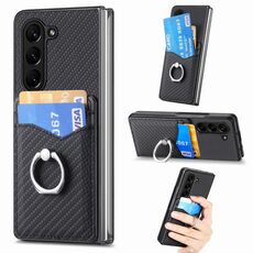 Per Samsung Galaxy Z Fold6 5G Custodia per telefono con porta carte in fibra di carbonio (nero)