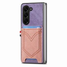 Per Samsung Galaxy Z Fold6 5G Custodia per cellulare in pelle con texture denim con slot per schede (viola)