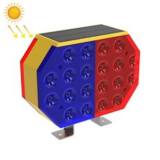 C1A Segnale stradale a LED a doppia faccia ad energia solare Luci di segnalazione stradali stroboscopiche rosse e blu