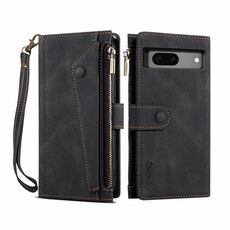 Per Google Pixel 8A Custodia per telefono in pelle flip ESEBLE retrò smerigliata RFID (nera)
