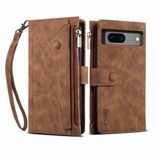 Per Google Pixel 8A Custodia per telefono in pelle flip ESEBLE retrò smerigliata RFID (marrone)