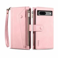 Per Google Pixel 8A Custodia per telefono in pelle flip ESEBLE retrò smerigliata RFID (oro rosa)