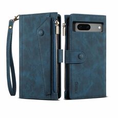 Per Google Pixel 8A Custodia per telefono in pelle Flip ESEBLE retrò smerigliata RFID (verde scuro)
