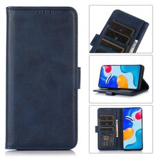Custodia per telefono in pelle con texture mucca per iPhone 16 Pro Max (blu)