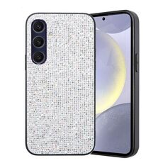 Per Samsung Galaxy S24 5G Custodia per telefono PC ibrida in TPU con polvere glitterata (bianca)