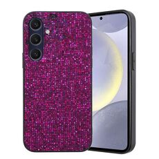 Per Samsung Galaxy S24 5G Custodia per telefono ibrida in TPU con polvere glitterata (viola)