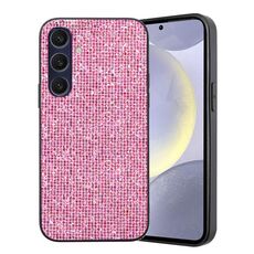 Per Samsung Galaxy S24 5G Custodia per telefono ibrida in TPU con polvere glitterata (rosa)