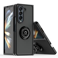 Per Samsung Galaxy Z Fold6 Q Shadow 1 serie TPU + custodia per PC con anello (nero + nero)