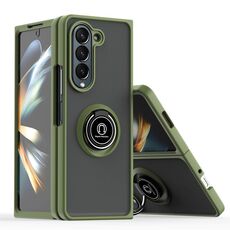Per Samsung Galaxy Z Fold6 Q Shadow 1 serie TPU + custodia per PC con anello (verde militare)