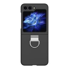 Per Samsung Galaxy Z Flip6 Custodia per telefono pieghevole in silicone Skin Feel con anello (nero)