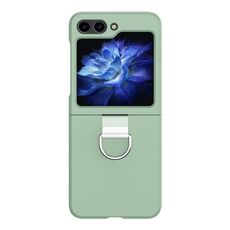 Per Samsung Galaxy Z Flip6 Custodia per telefono pieghevole in silicone Skin Feel con anello (verde chiaro)