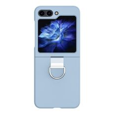 Custodia pieghevole in silicone per Samsung Galaxy Z Flip6 Skin Feel con anello (blu cielo)