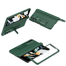 Per Samsung Galaxy Z Fold6 5G Custodia per telefono pieghevole in pelle con membrana integrata e cerniera integrata (verde)