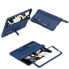 Per Samsung Galaxy Z Fold6 5G Custodia pieghevole in pelle con membrana integrata e cerniera integrata (blu)