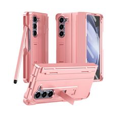 Per Samsung Galaxy Z Fold6 5G Diamond Case-film Cerniera integrale Custodia antiurto per telefono con penna (Rosa)