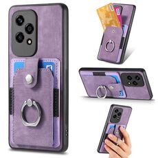 Custodia per telefono a portafoglio con carta ad anello retrò per Honor 200 Lite (viola)