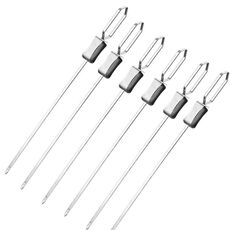 6 pezzi/pacco Spiedini per barbecue in acciaio inossidabile a 1 via Forchetta per barbecue semiautomatica