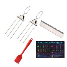 Spiedini per barbecue in acciaio inossidabile 5 in 1, forchetta per barbecue semiautomatica