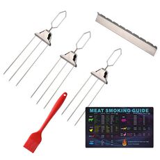 Spiedini per barbecue in acciaio inossidabile 6 in 1, forchetta per barbecue semiautomatica