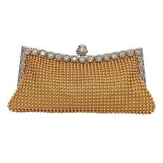 Borsa da sera con strass e perline in alluminio, pochette da sera per banchetti da donna (oro)