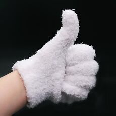 Guanti in velluto corallo noce con vassoio di polpa di porcellana addensato, colore: bianco addensato