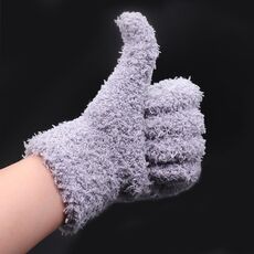 Guanti in velluto corallo noce con vassoio di polpa di porcellana addensato, colore: grigio addensato