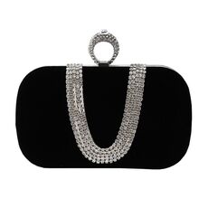 Borsa da sera decorata a forma di U Pochette da sera per banchetti da donna (nera)