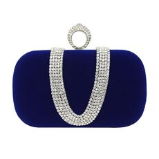 Borsa da sera decorata a forma di U Pochette da sera per banchetti da donna (blu zaffiro)