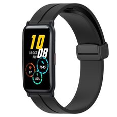 Cinturino per orologio in silicone con chiusura magnetica a tinta unita For Honor Watch ES 20 mm (nero)