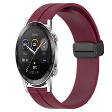 For Honor Magic Watch2 42mm 20mm cinturino in silicone con chiusura magnetica in tinta unita (bordeaux)