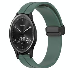 Per Garmin Vivomove Sport 20mm Cinturino in silicone con chiusura magnetica in tinta unita (verde oliva)